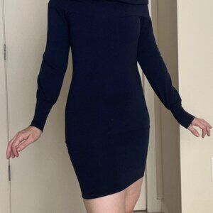 Original L.A. Movers Est. 1984 Cowl Neck Off Shoulder Blue Dress XS VINTAGE